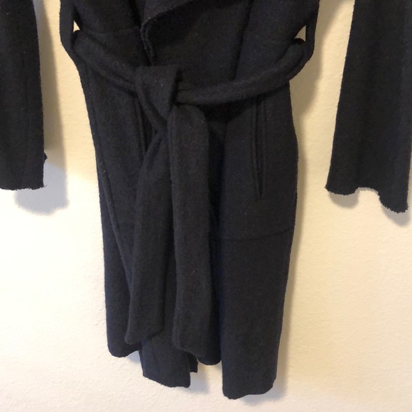 Zara Basic Navy Wrap Coat - Picture 4 of 5